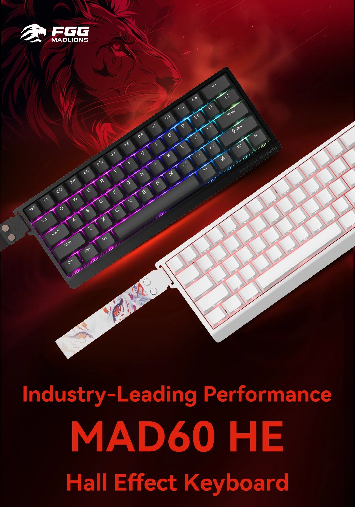 FGG MADLIONS MAD 68HE Gaming Magnetic Switch Keyboard Wired Key Web Drive Custom 8K 68 Return RT Adjustable Keystroke Hot Swap