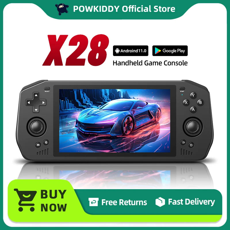 Powkiddy X28 Android 11 Unisoc Tiger T618 5.5 Inch Touch IPS Screen Handheld Retro Game Console Google Store