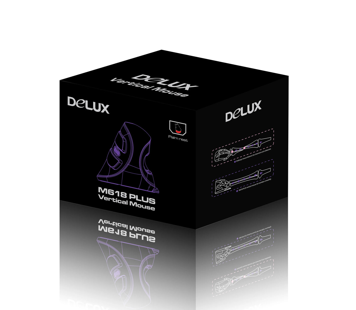 Delux M618 PLUS Ergonomics Vertical Gaming Mouse 6 Buttons 4000 DPI RGB Wired/Wireless Right Hand Mice For PC Laptop Computer