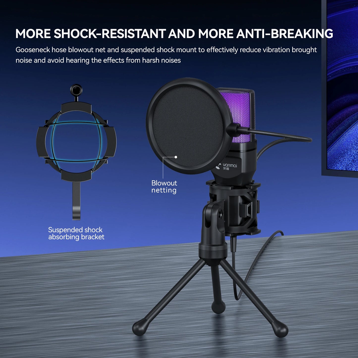 Cross-Border Hot Foreign Trade Game RGB Gaming Condenser Computer Desktop Microphone Microphone