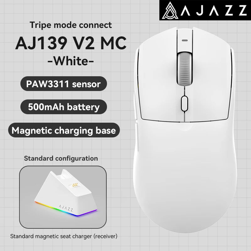 AJAZZ AJ139Pro/AJ139V2MC Wireless Mouse PMW3395/PAW3311 Gaming Chipset 12000-26000dpi Professional Gaming Mouse for PC