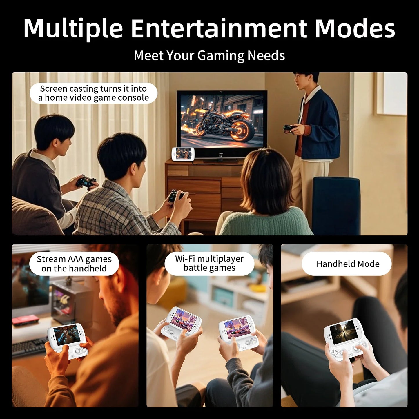 ANBERNIC RG Slide Video Game Consoles 4.7'' LTPS InCell 120Hz Touchscreen DP Output Unisoc Processor Android 13 AI-enabled Gifts