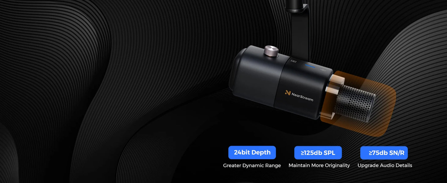 NearStream Professional pc Mic USB XLR Dynamic Microphone Boom Arm for Gaming Studio set Podcast Recording US Local Shipping