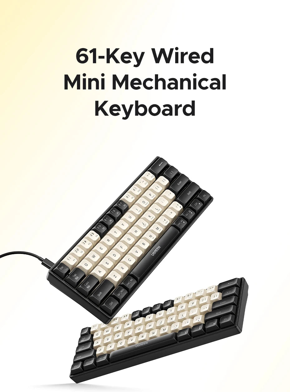 UGREEN Mechanical Keyboard 61 PBT Keycaps Wired Keyboard Russian/EN for Desktop Laptop Windows Mac OS Gaming