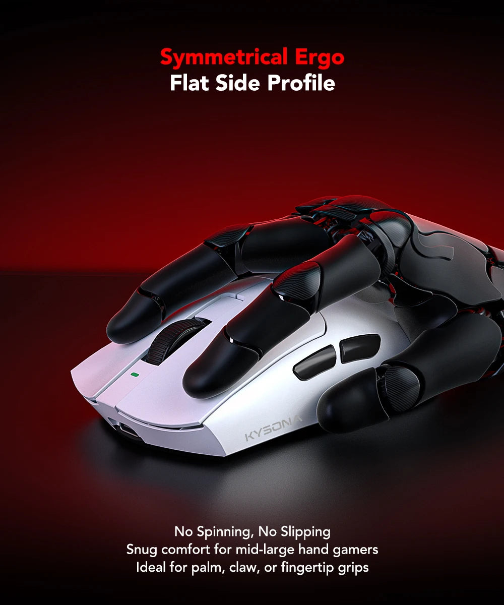 Kysona Jupiter Wireless Mouse PAW3395 Sensor 26000DPI Light Weight 49g 8khz Bluetooth Rechargeable Game Mouse For PC Laptop Gift