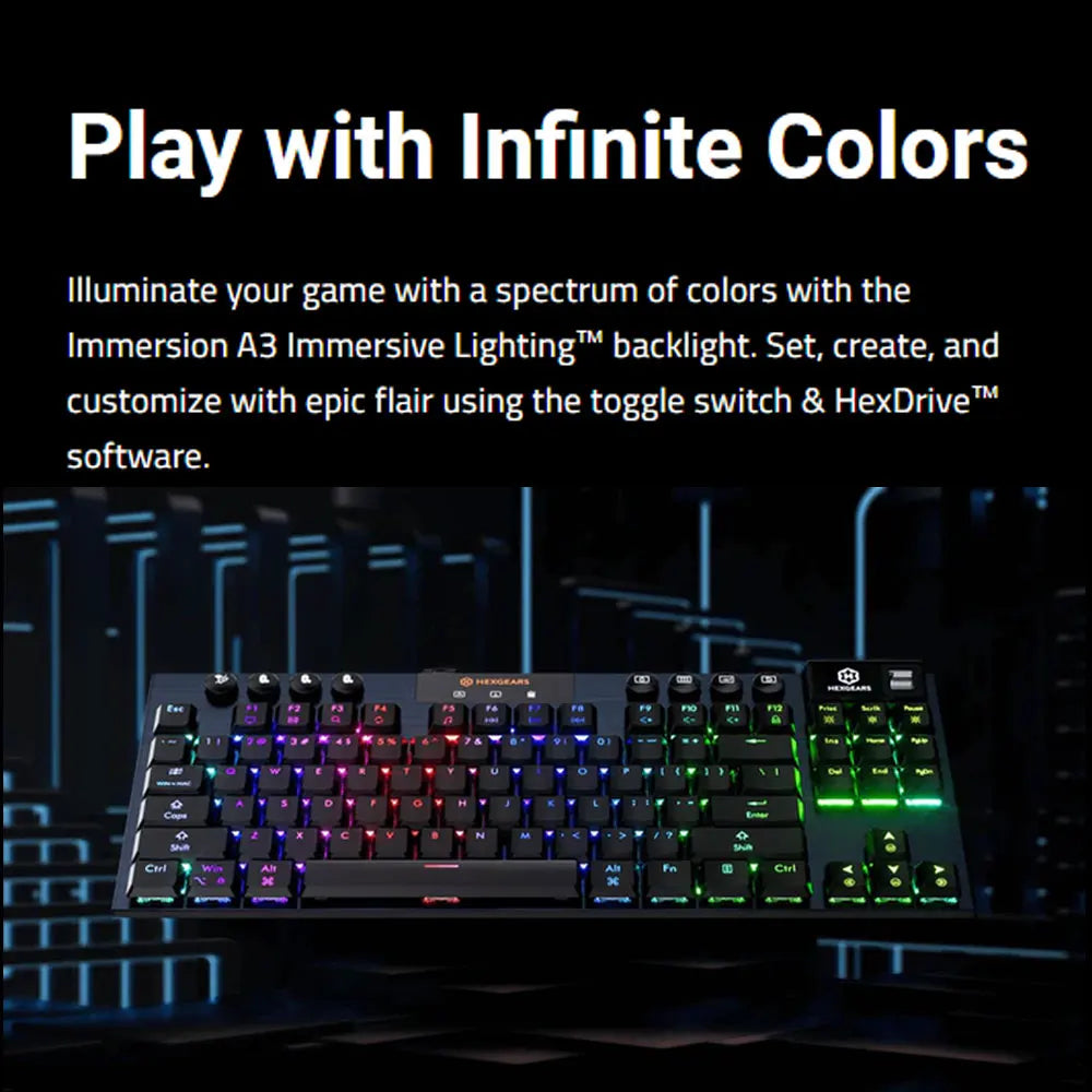 HEXGEARS A3 Bluetooth/2.4GWirless/Type-C Wired Mechanical Keyboard 87 Key RGB Hot Swap Kailh Switch Gaming Keyboard Mechanical