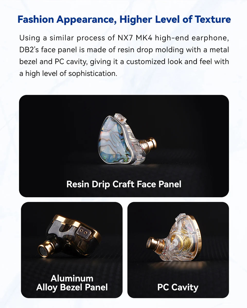 NICEHCK DB2 Microphone HiFi Music Earphone 1DD+1BA Hybrid Dual Driver In Ear Earbud Monitor Detachable 0.78 2Pin Connector IEM