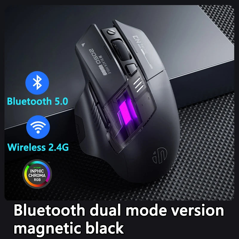Inphic A9 Explorer Wireless Gaming Mouse 500mA Battery Level Display Ergonomic Rechargeable Silent Bluetooth Office Mouse