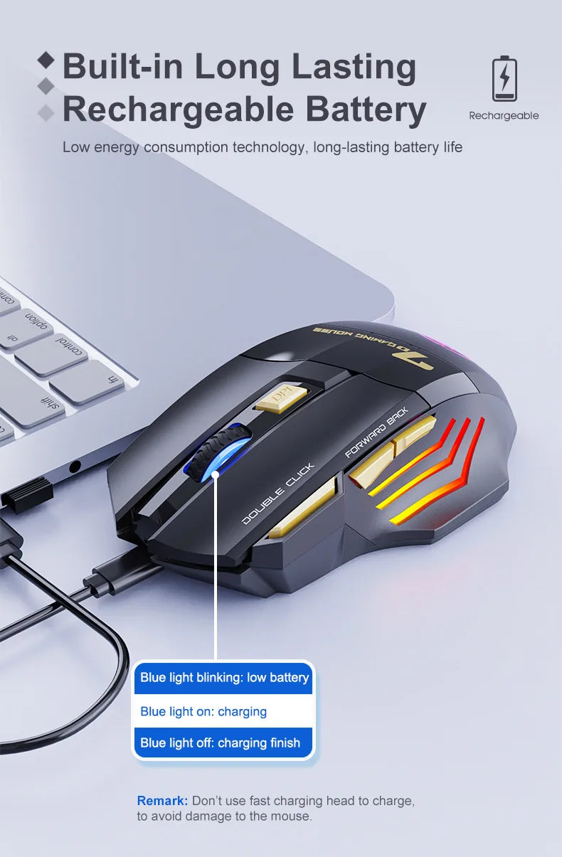 UTHAI GW-X7 Laptop accessories 7-key double tap free 2.4G silent rechargeable colorful breathing light wireless gaming mouse