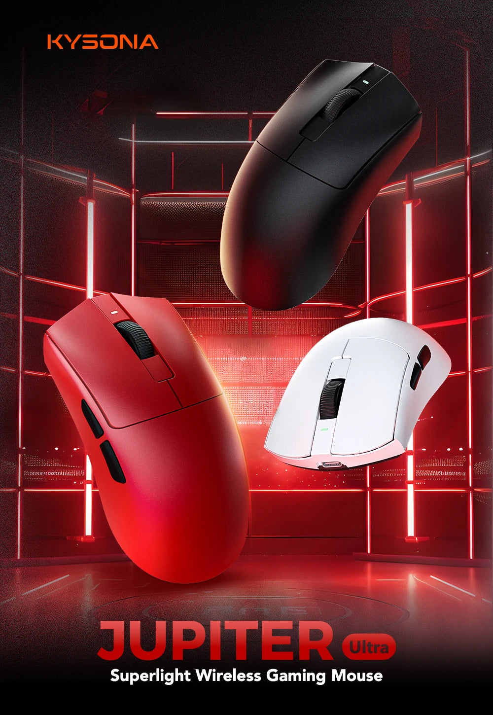 Kysona Jupiter Wireless Mouse PAW3395 Sensor 26000DPI Light Weight 49g 8khz Bluetooth Rechargeable Game Mouse For PC Laptop Gift