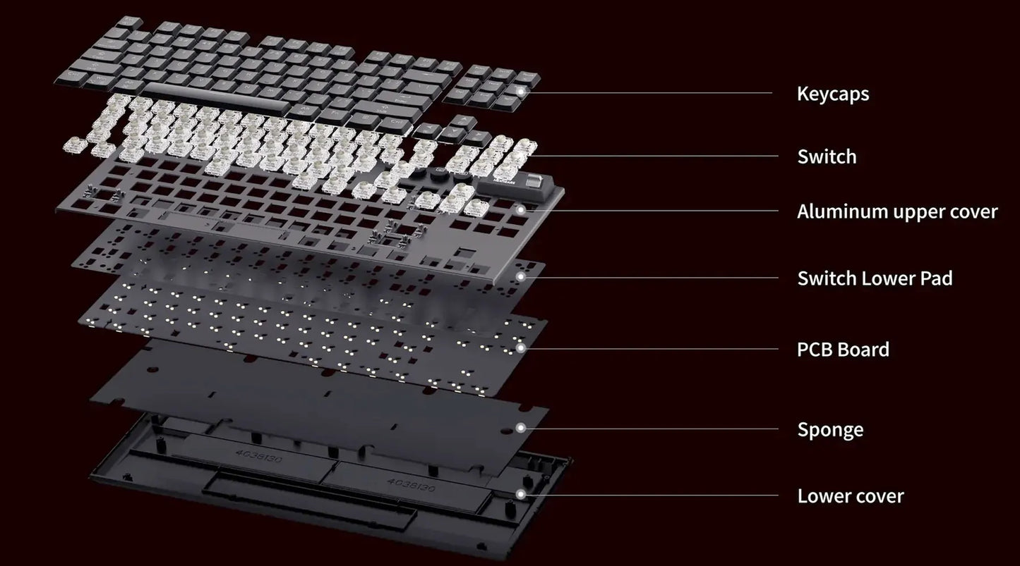 HEXGEARS A3 Bluetooth/2.4GWirless/Type-C Wired Mechanical Keyboard 87 Key RGB Hot Swap Kailh Switch Gaming Keyboard Mechanical