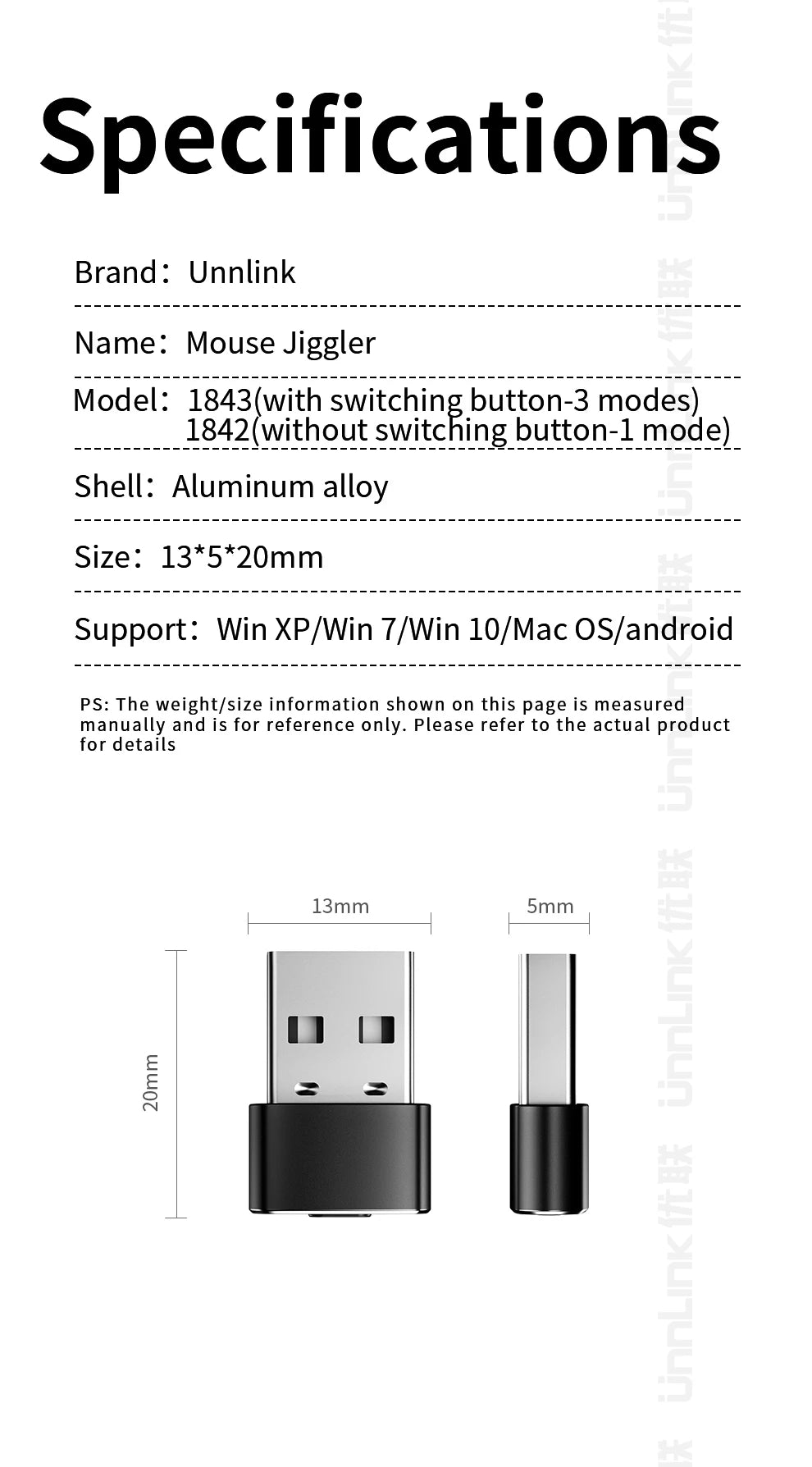 Unnlink USB Mouse Jiggle, Undetectable Mouse Mover, Automatic Keeps Computer Awake, Simulate Mouse