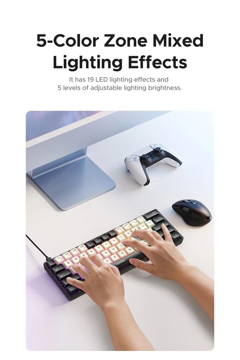 UGREEN Mechanical Keyboard 61 PBT Keycaps Wired Keyboard Russian/EN for Desktop Laptop Windows Mac OS Gaming