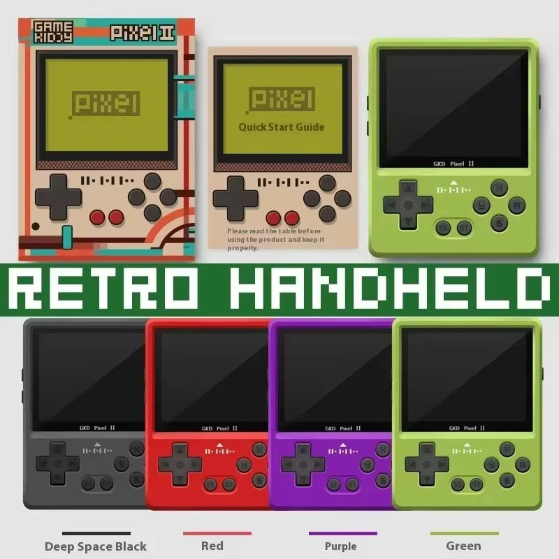 GKD Pixel2 Retro Handheld Game Console Portable Game Console 640x480Ips Rk3326s Metal CNC Body 2.4" IPS Screen Man Birthday Gift
