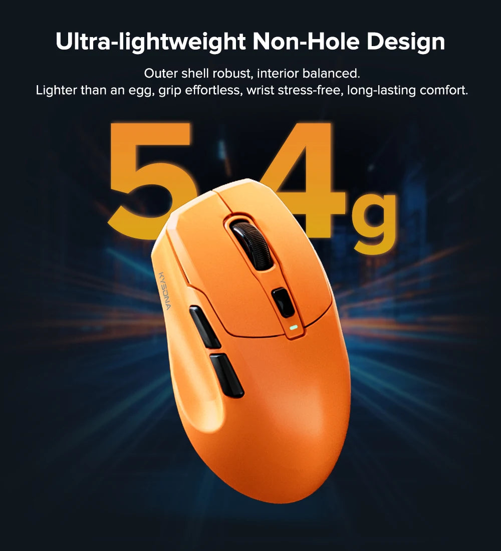 KYSONA Uranus PRO Wireless Gaming Mouse 8K Polling Rate PAW3395 Optical Sensor 26k DPI 54g Ultra-Lightweight Tri-Mode Connection