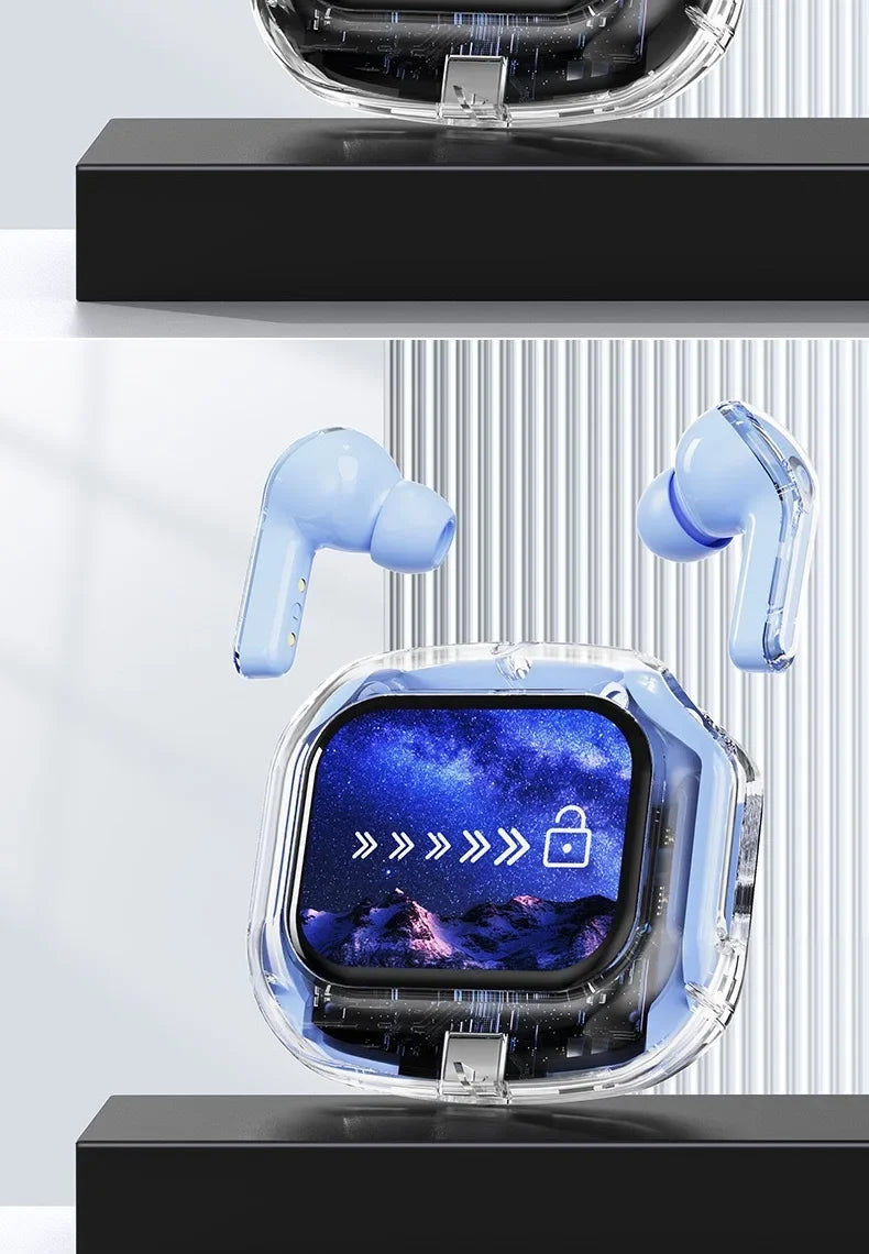 Wireless Bluetooth-compatible Earphones Intelligent Touch Color LCD Screen TWS Earbuds HIFI Noise Reduction Stereo Earphones