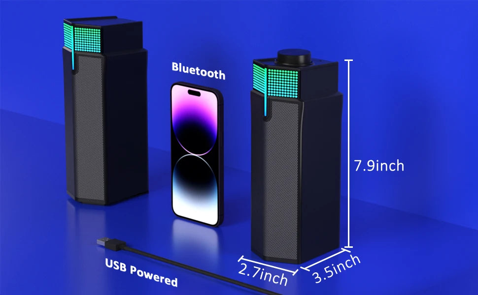 Jeecoo M20 Bluetooth Computer Speakers for PC Desktop Monitor, Wired USB-Powered,Combine/Separate to Customize Your Desk