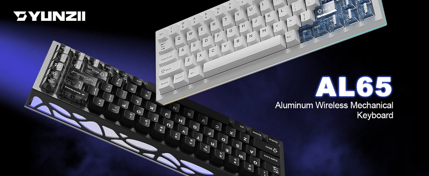 YUNZII AL65 QMK/VIA Aluminum Mechanical Keyboard, Custom RGB Wireless Gaming Keyboard, Hollow Design Gasket Hot Swap Keyboard