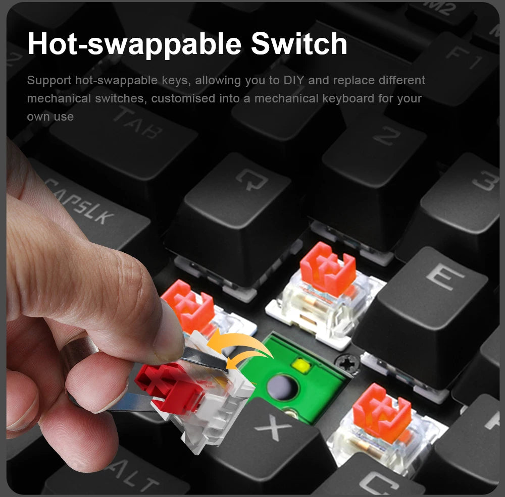 E-YOOSO K700 RGB One-handed Mechanical Gaming Wired Keyboard Red Switch 44 Key Programmable Games for Computer PC Laptop