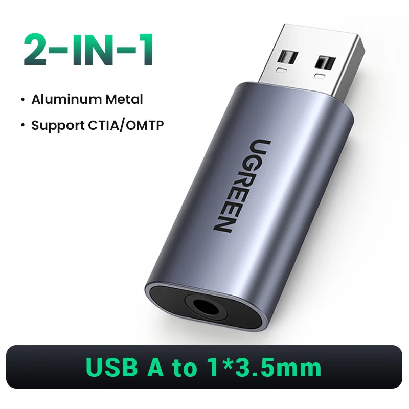 UGREEN USB Sound Card Audio Interface USB Sound Card for Laptop PC PS4 Earphone Microphone Audio Card USB External Sound Card