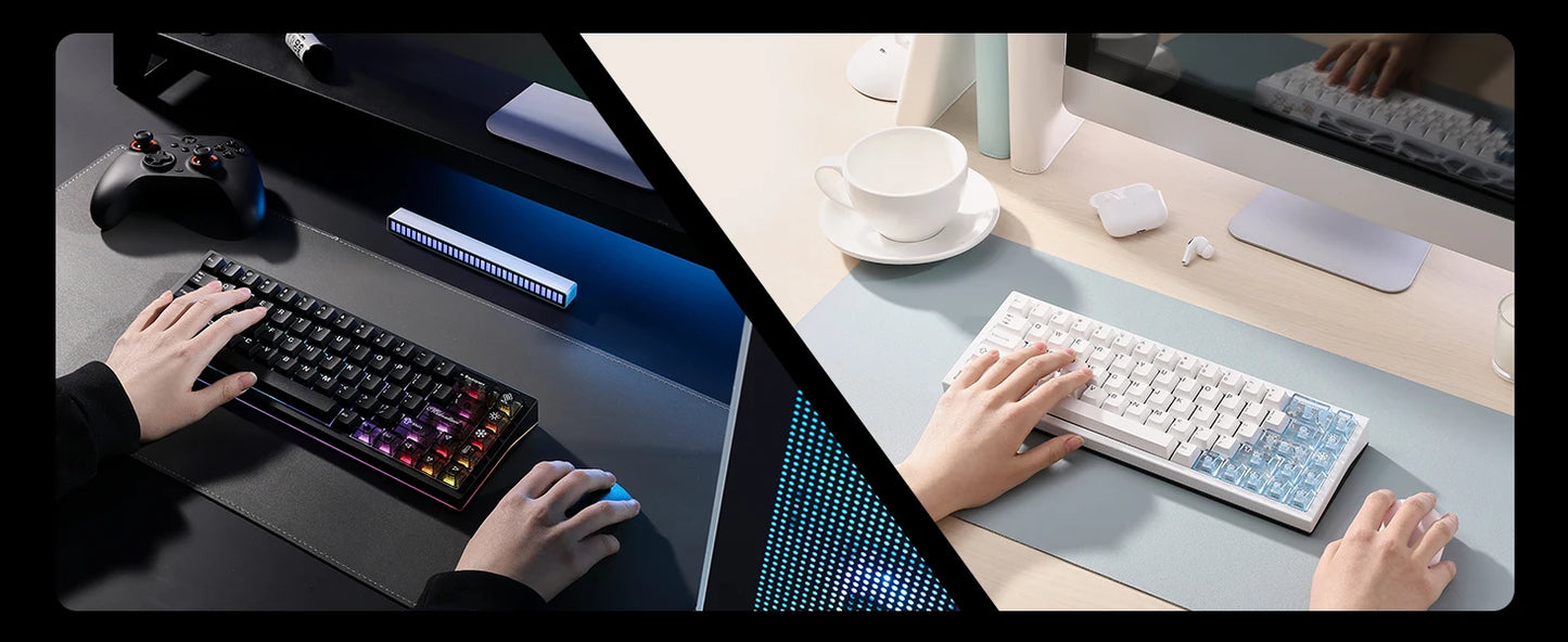 YUNZII AL65 QMK/VIA Aluminum Mechanical Keyboard, Custom RGB Wireless Gaming Keyboard, Hollow Design Gasket Hot Swap Keyboard