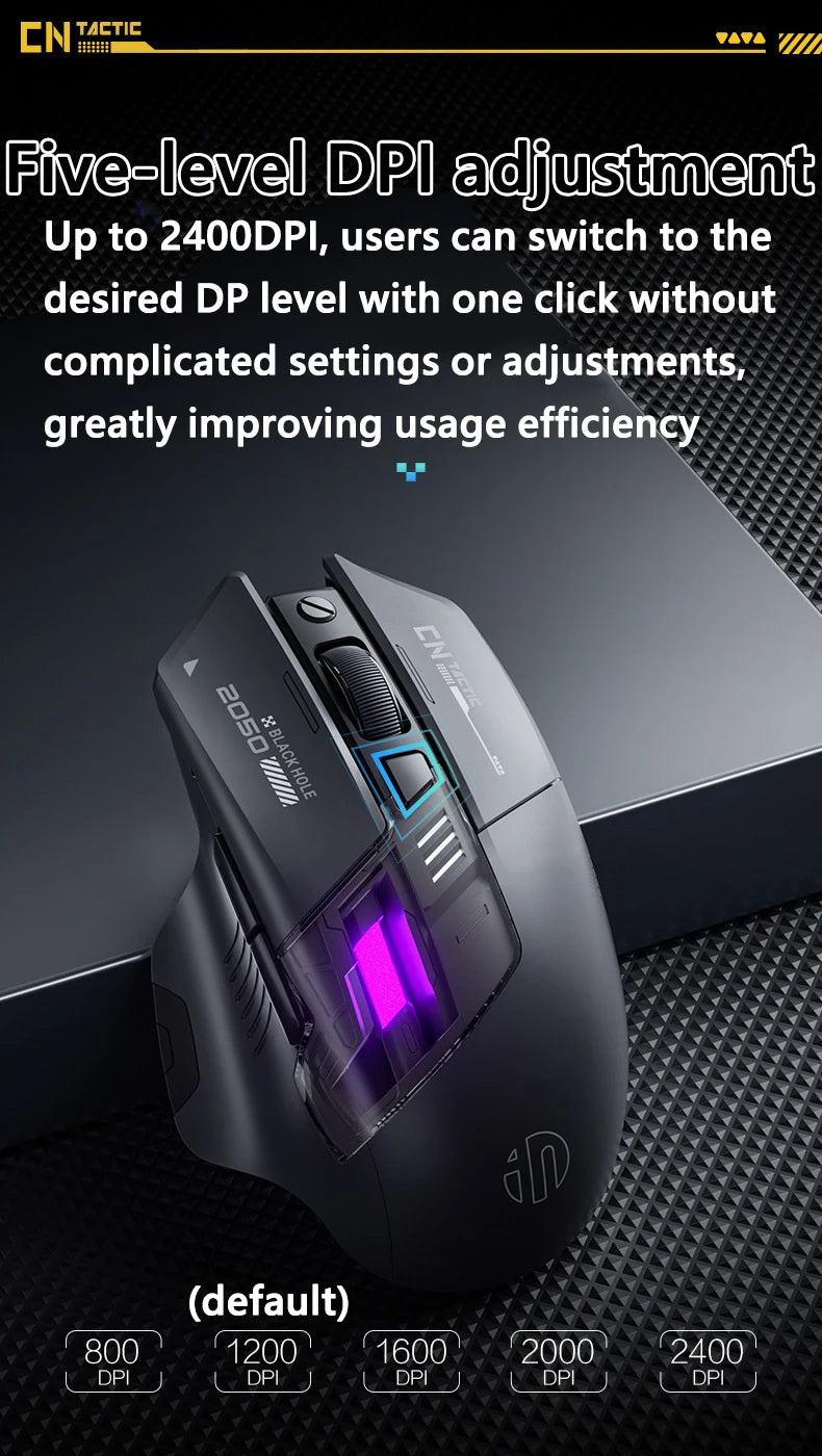Inphic A9 Explorer Wireless Gaming Mouse 500mA Battery Level Display Ergonomic Rechargeable Silent Bluetooth Office Mouse