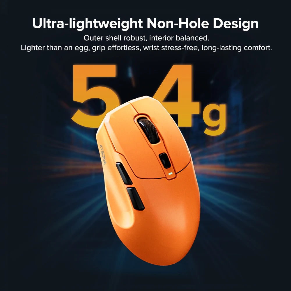 KYSONA Uranus PRO Wireless Gaming Mouse 8K Polling Rate PAW3395 Optical Sensor 26k DPI 54g Ultra-Lightweight Tri-Mode Connection