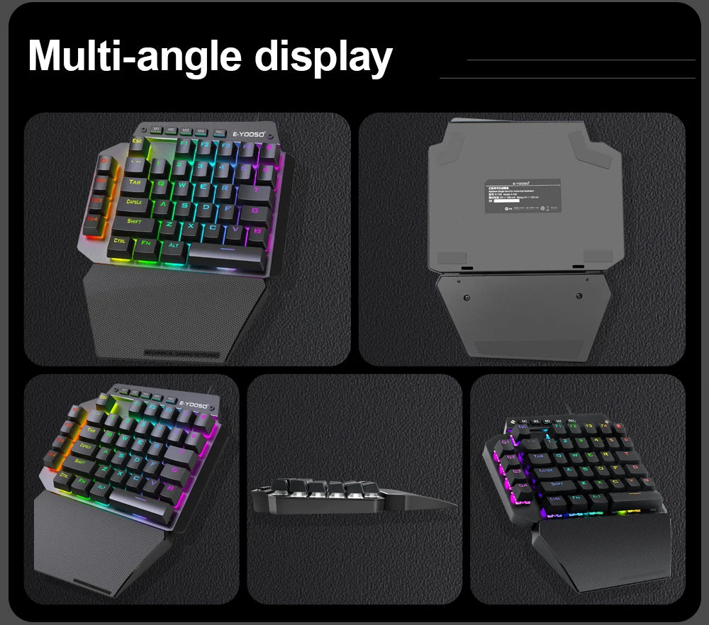 E-YOOSO K700 RGB One-handed Mechanical Gaming Wired Keyboard Red Switch 44 Key Programmable Games for Computer PC Laptop
