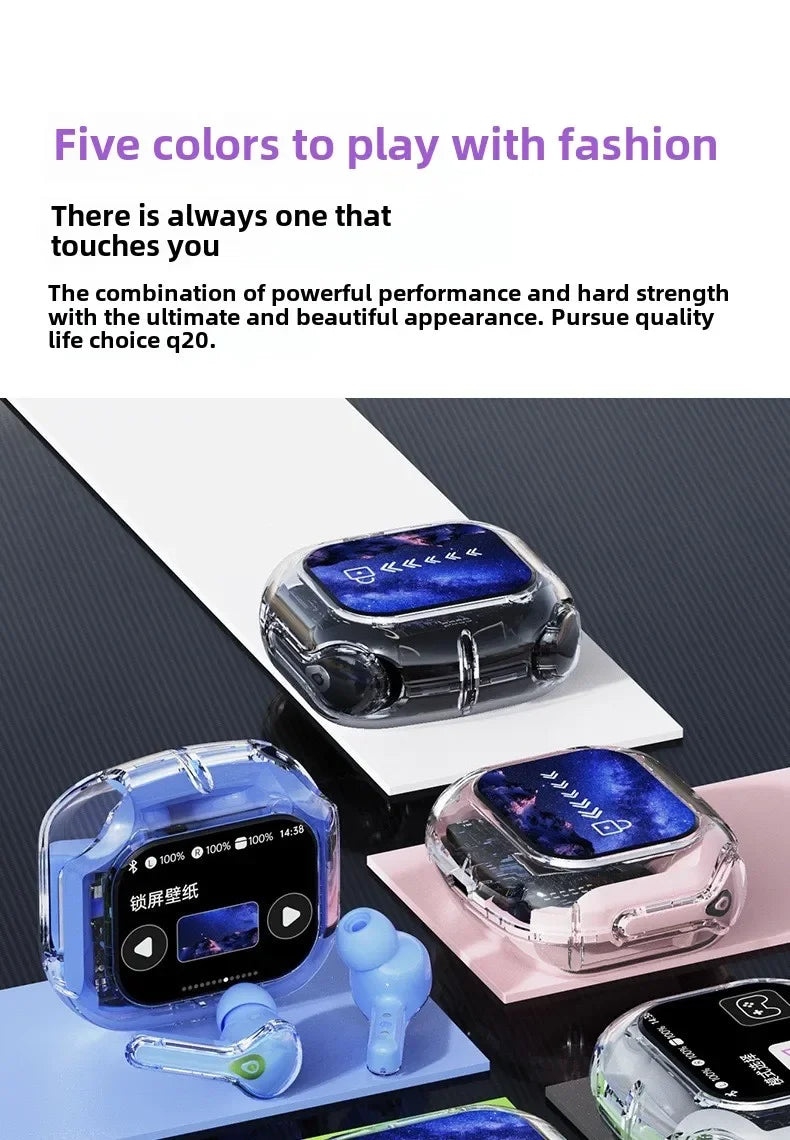 Wireless Bluetooth-compatible Earphones Intelligent Touch Color LCD Screen TWS Earbuds HIFI Noise Reduction Stereo Earphones