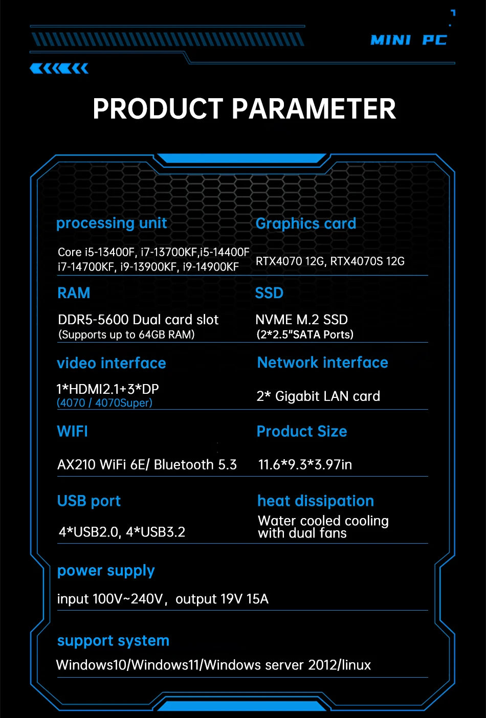 MSECORE SL800 Intel Core I5 I7 I9 RTX4070 12G Liquid Cooling Desktop Gaming Computer Windows 11 MINI PC DDR5 NVMe SSD 8K BT5.3