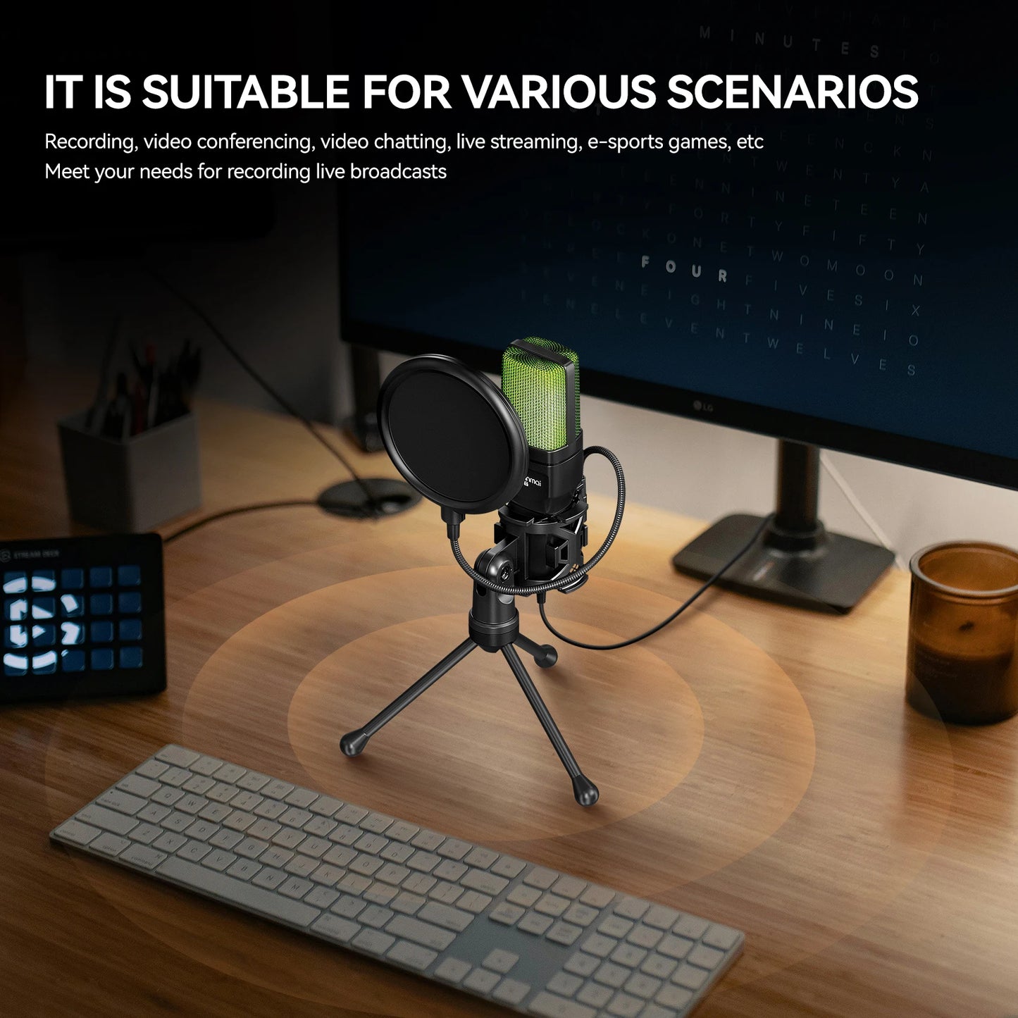 Cross-Border Hot Foreign Trade Game RGB Gaming Condenser Computer Desktop Microphone Microphone