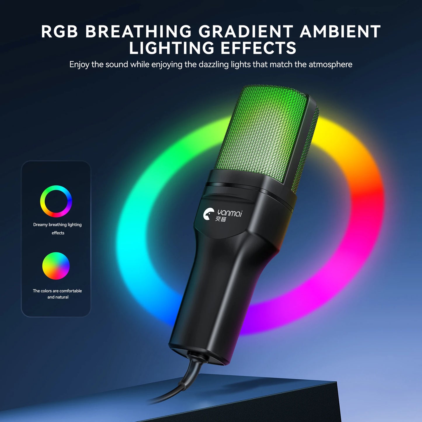 Cross-Border Hot Foreign Trade Game RGB Gaming Condenser Computer Desktop Microphone Microphone
