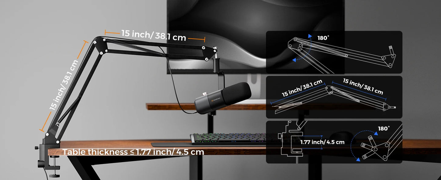 NearStream Professional pc Mic USB XLR Dynamic Microphone Boom Arm for Gaming Studio set Podcast Recording US Local Shipping