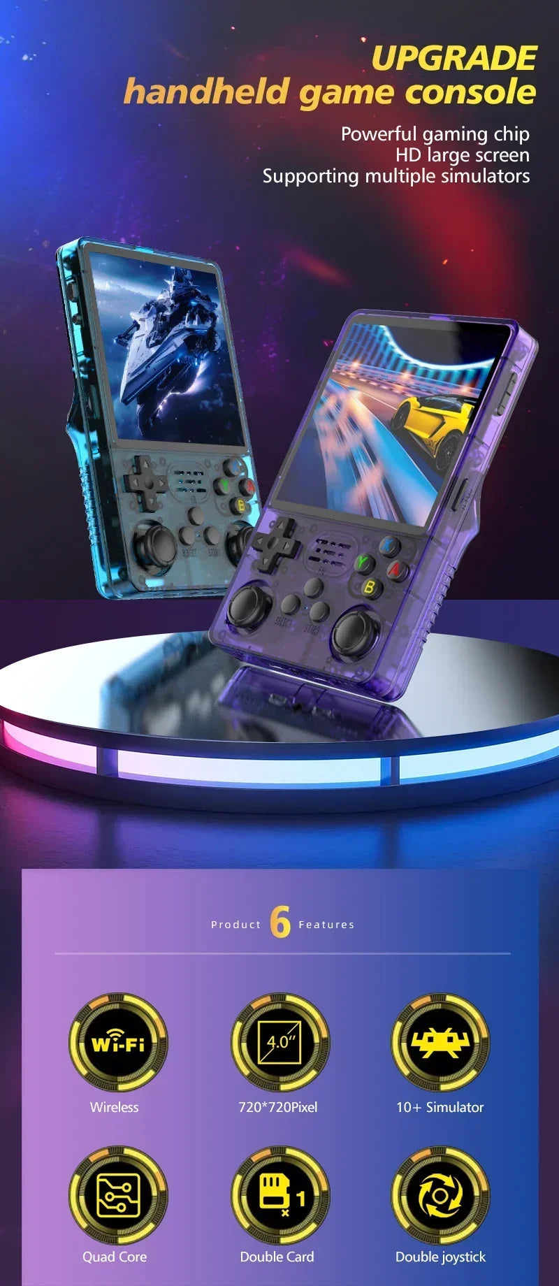 【Hot Sale】4" IPS Retro Handheld Game Console R36Plus, Dual-RAM 1G Chip, ARKOS 2.0 for 15,000+ Games, Portable Gaming for PSP/N64