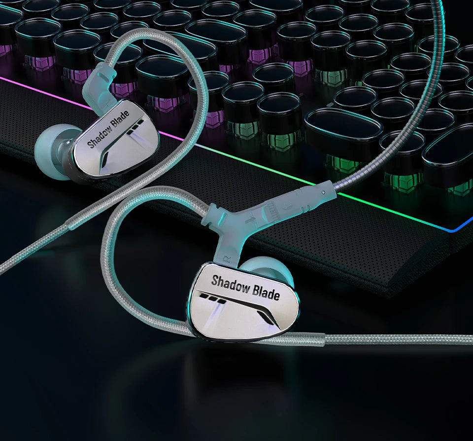 CVJ Shadow Blade Vibration Music Gaming IEM HIFI Wired in-ear Earphones Dynamic Driver + Vibration Unit with Tuning Tubes HD MIC
