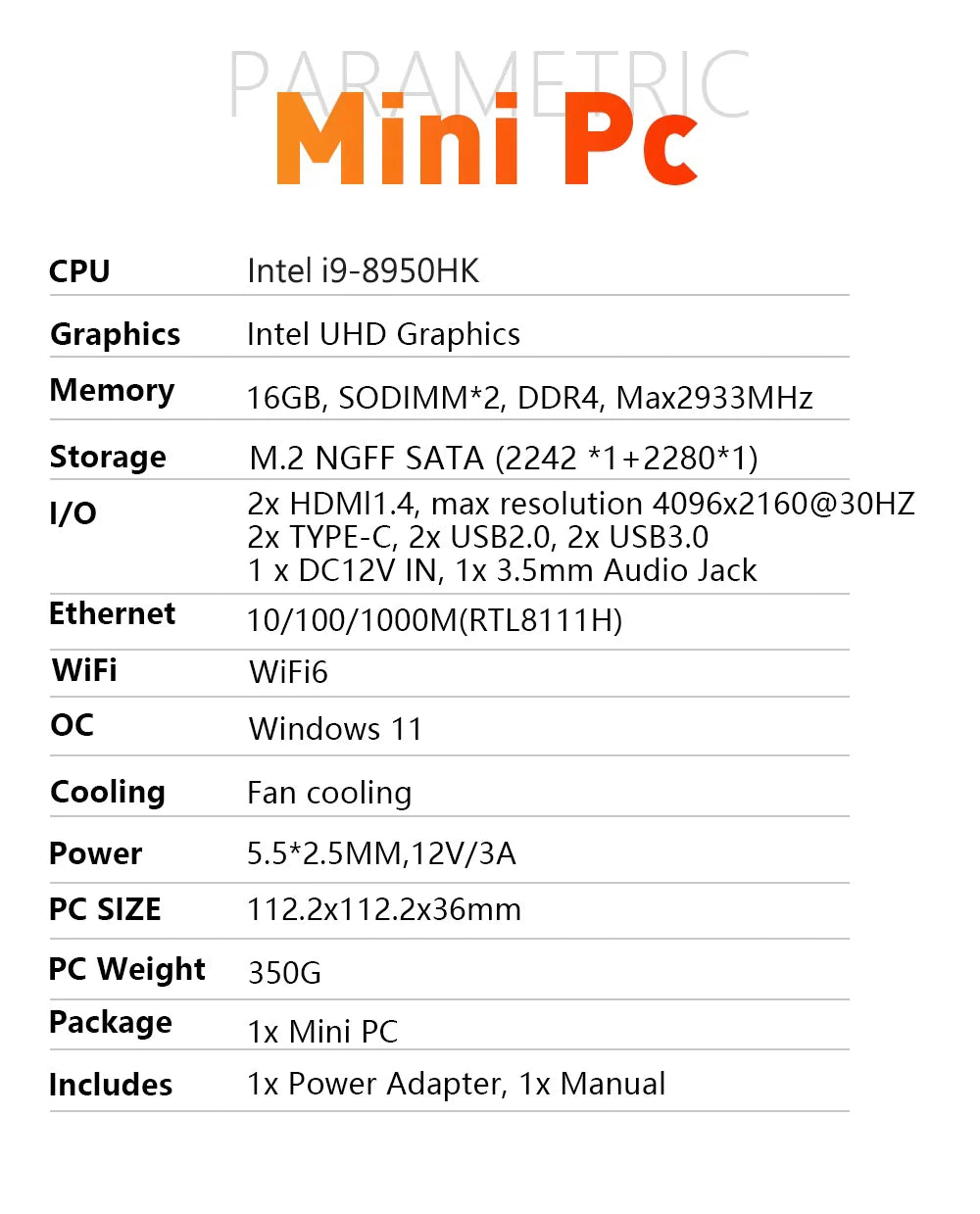2025 Portable i9 Mini PC Computer Windows 11 Intel Core i9 8950HK 16GB 1TB Gaming Computer Dual-Band WiFi 6-Core Mini Desktop PC