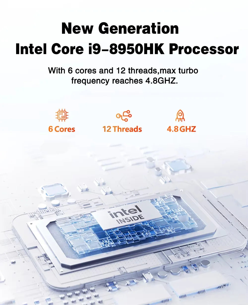 2025 Portable i9 Mini PC Computer Windows 11 Intel Core i9 8950HK 16GB 1TB Gaming Computer Dual-Band WiFi 6-Core Mini Desktop PC