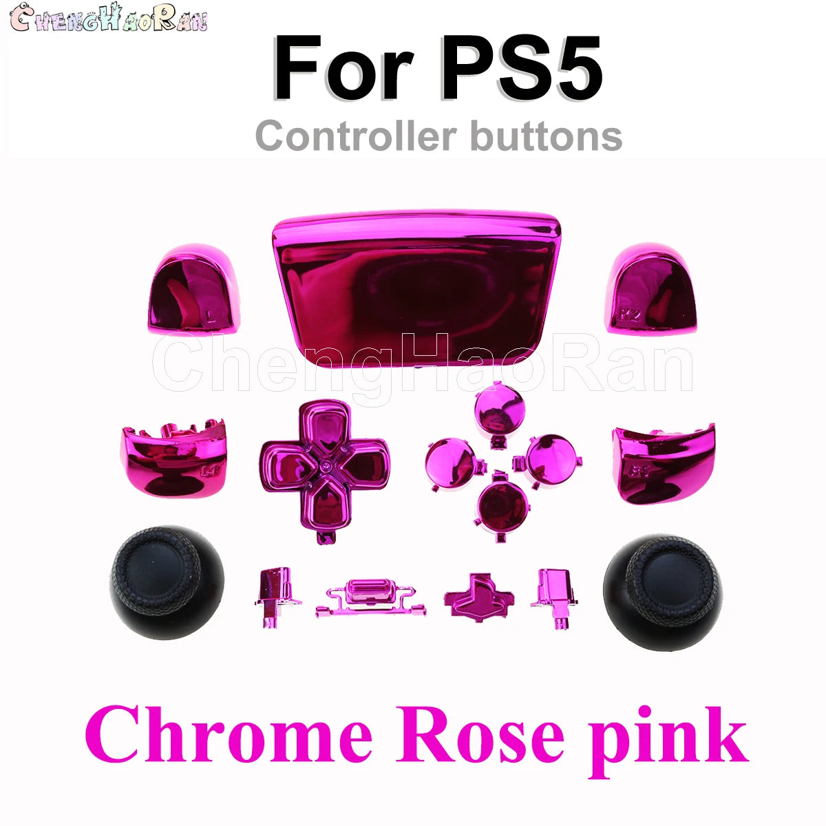1set Chrome Joystick Key Replacement Shell Case Cover Cap for PS5 ABXY L1 L2 R1 R2 button Gamepad Handle Controller Accessories