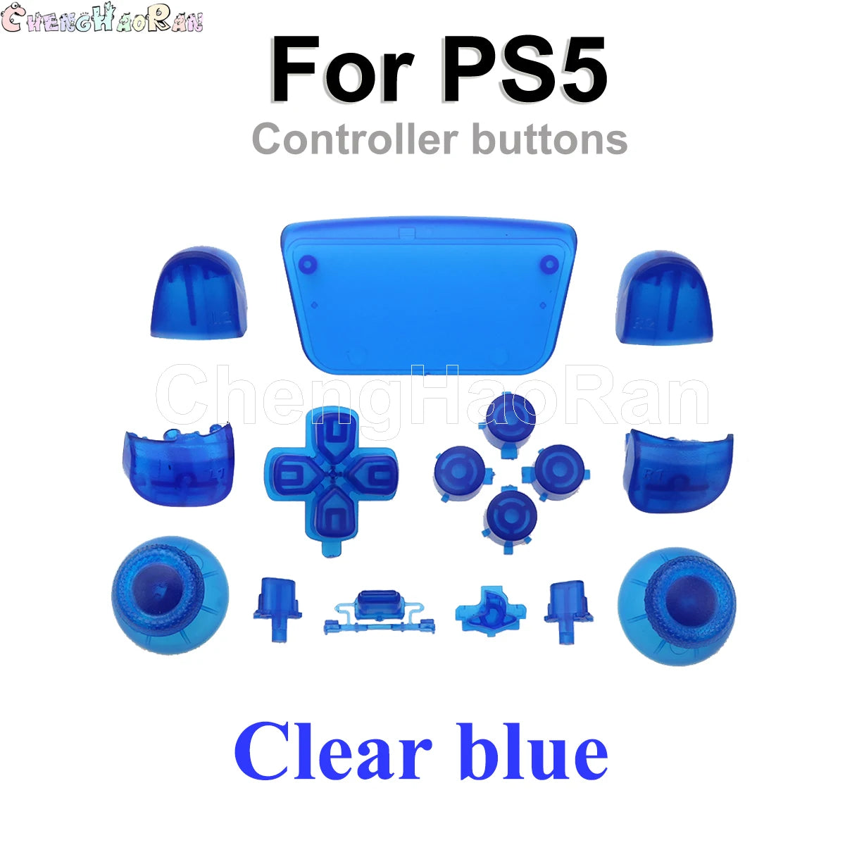 1set Chrome Joystick Key Replacement Shell Case Cover Cap for PS5 ABXY L1 L2 R1 R2 button Gamepad Handle Controller Accessories