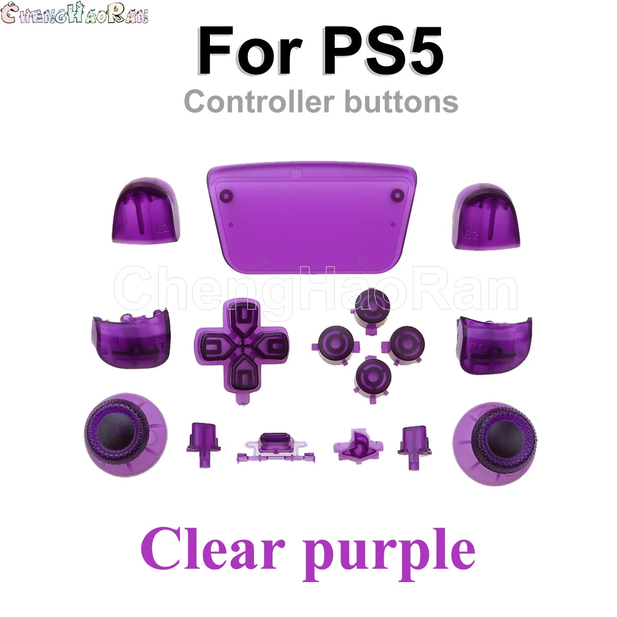 1set Chrome Joystick Key Replacement Shell Case Cover Cap for PS5 ABXY L1 L2 R1 R2 button Gamepad Handle Controller Accessories