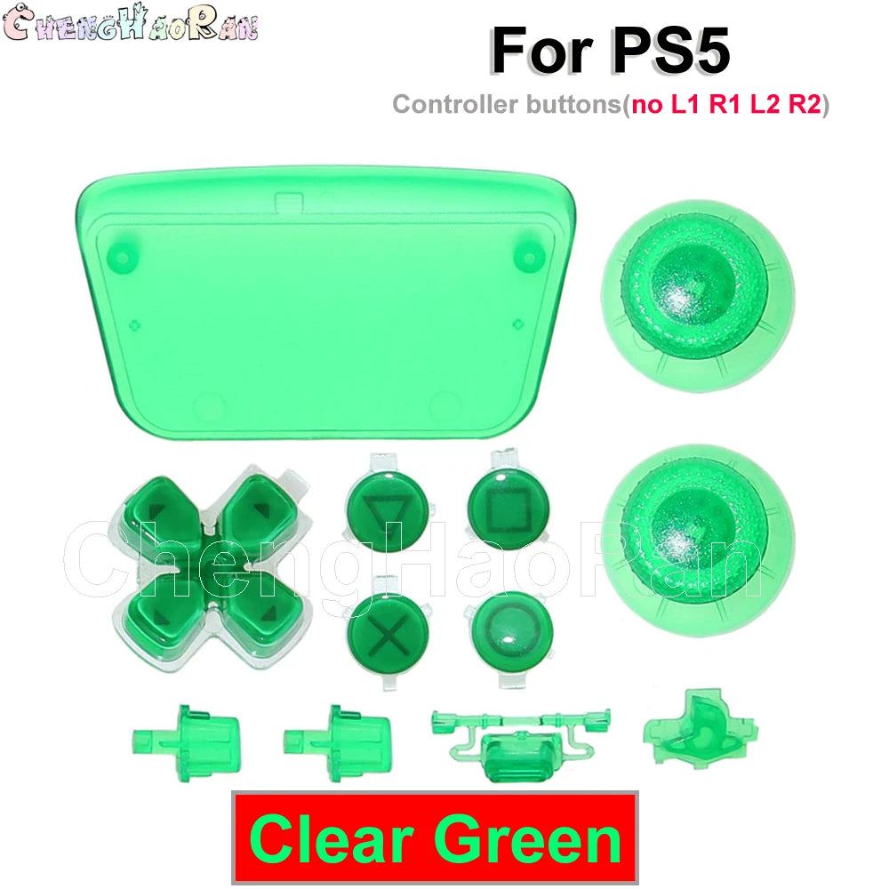 1set Chrome Joystick Key Replacement Shell Case Cover Cap for PS5 ABXY L1 L2 R1 R2 button Gamepad Handle Controller Accessories