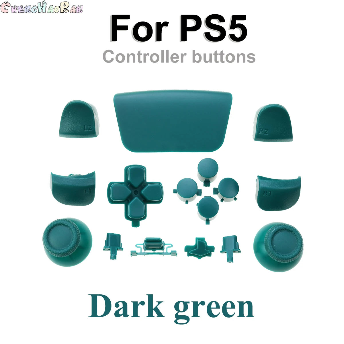 1set Chrome Joystick Key Replacement Shell Case Cover Cap for PS5 ABXY L1 L2 R1 R2 button Gamepad Handle Controller Accessories