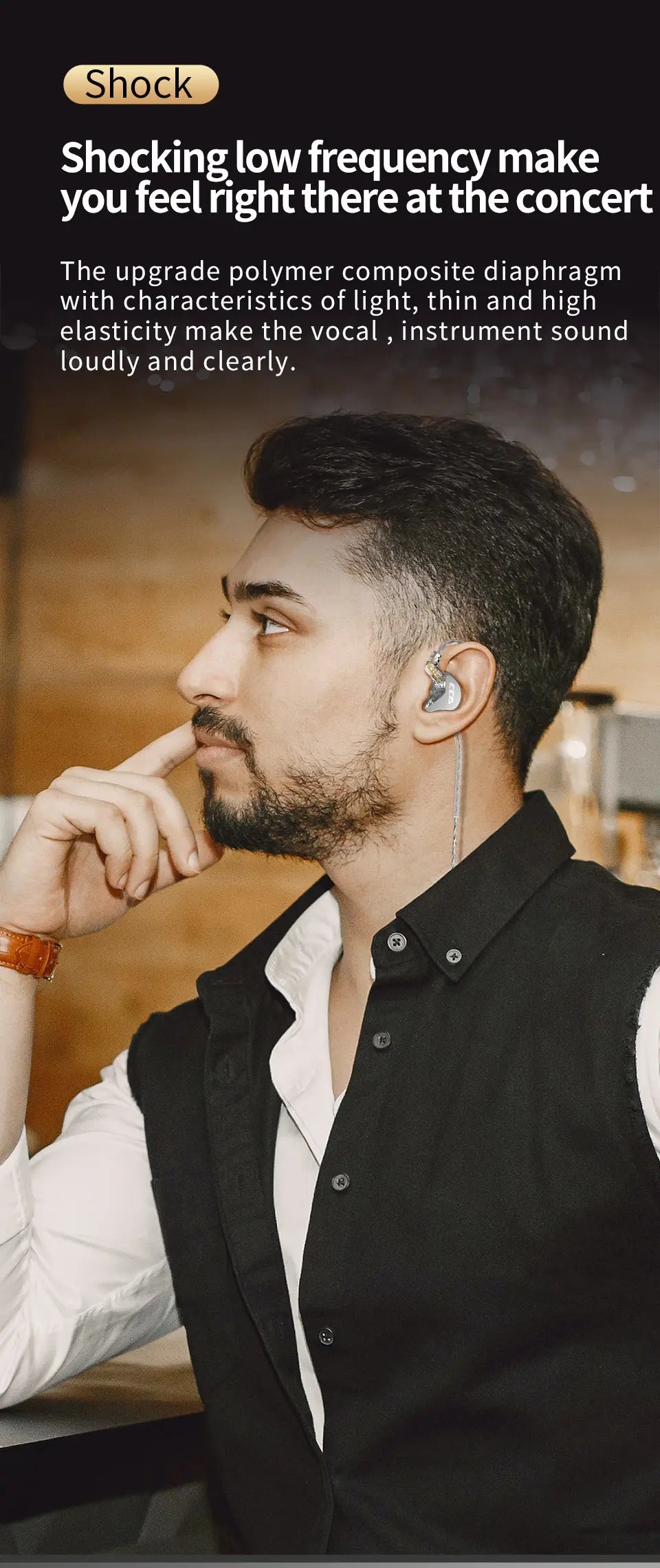 CCA CRA In Ear Headphones Ultra-Thin Diaphragm Dynamic Driver IEM Earphones Bass Wired Gaming Earbuds with Detachable Cable