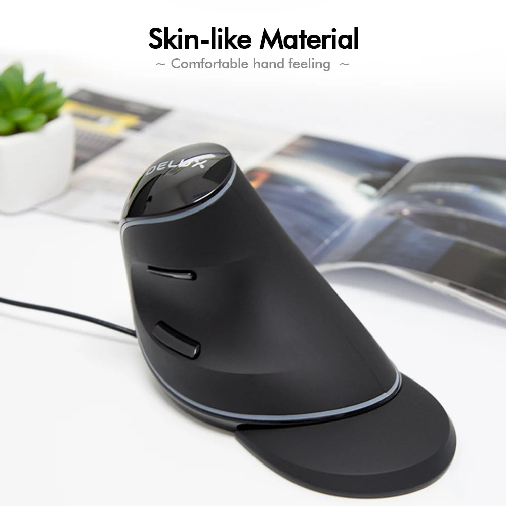 Delux M618 PLUS Ergonomics Vertical Gaming Mouse 6 Buttons 4000 DPI RGB Wired/Wireless Right Hand Mice For PC Laptop Computer