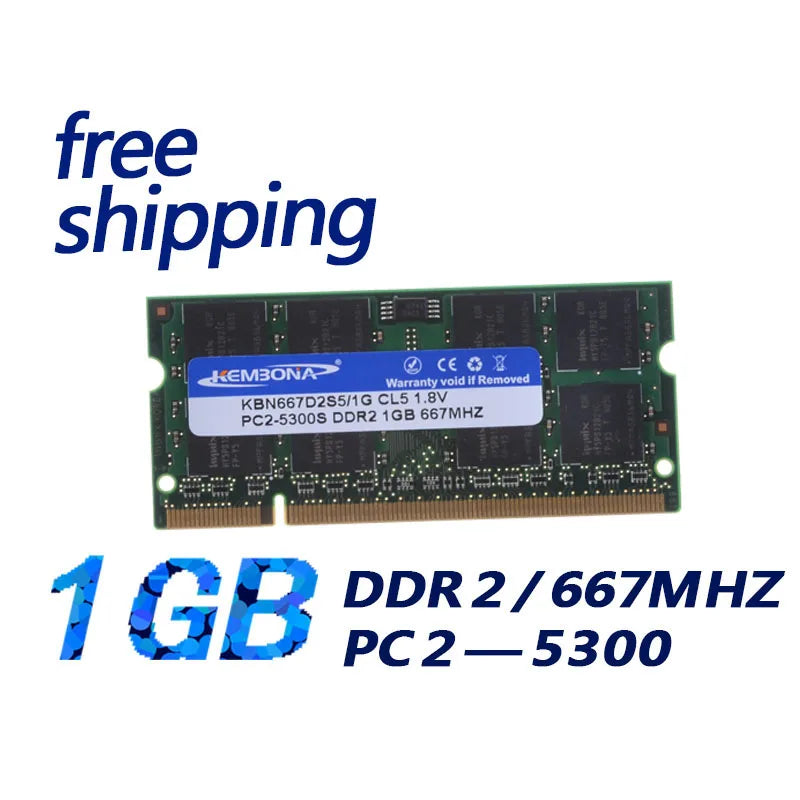 KEMBONA free fast shipping notebook sodimm laptop ddr2 1gb 667mhz pc5300 8bits full compatible