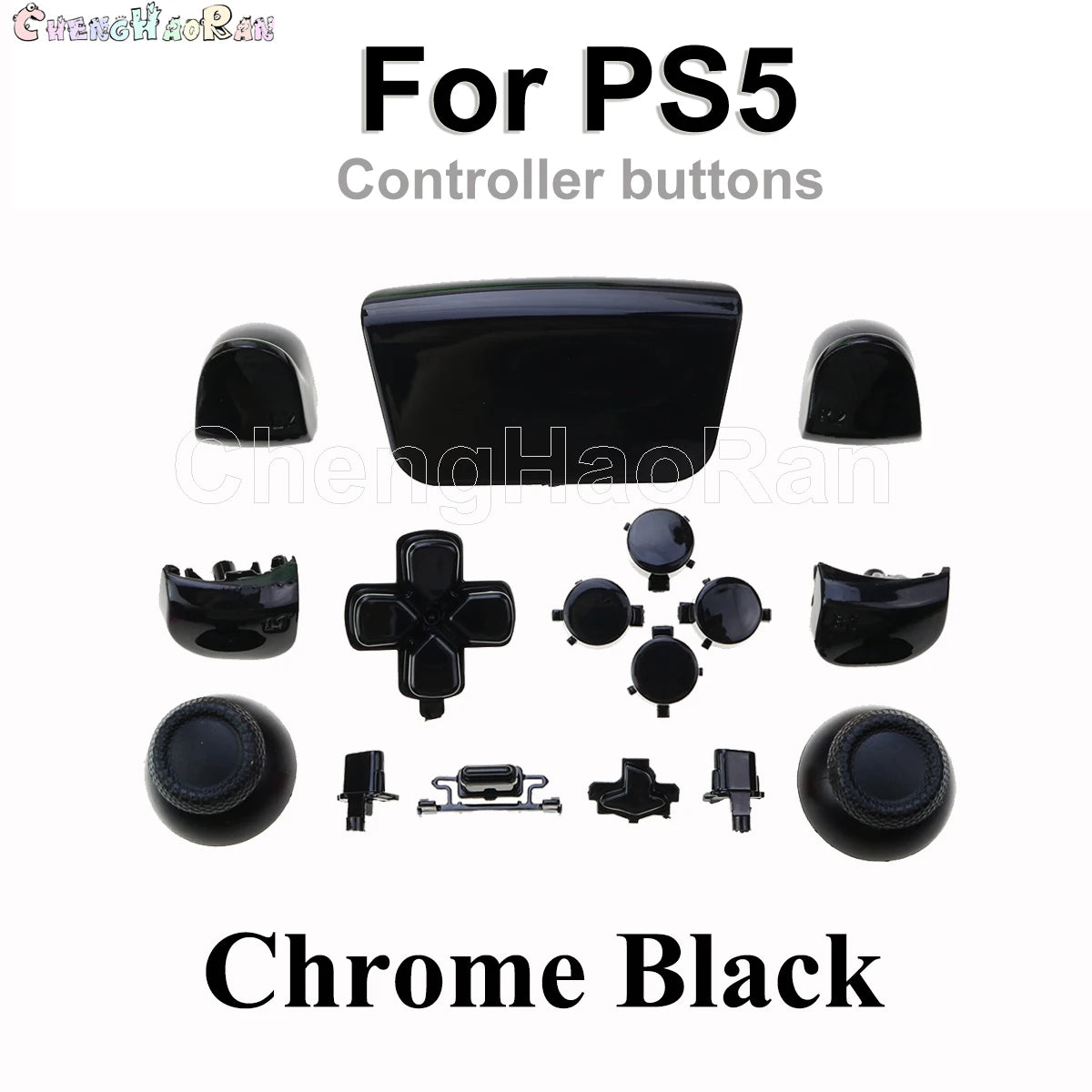 1set Chrome Joystick Key Replacement Shell Case Cover Cap for PS5 ABXY L1 L2 R1 R2 button Gamepad Handle Controller Accessories