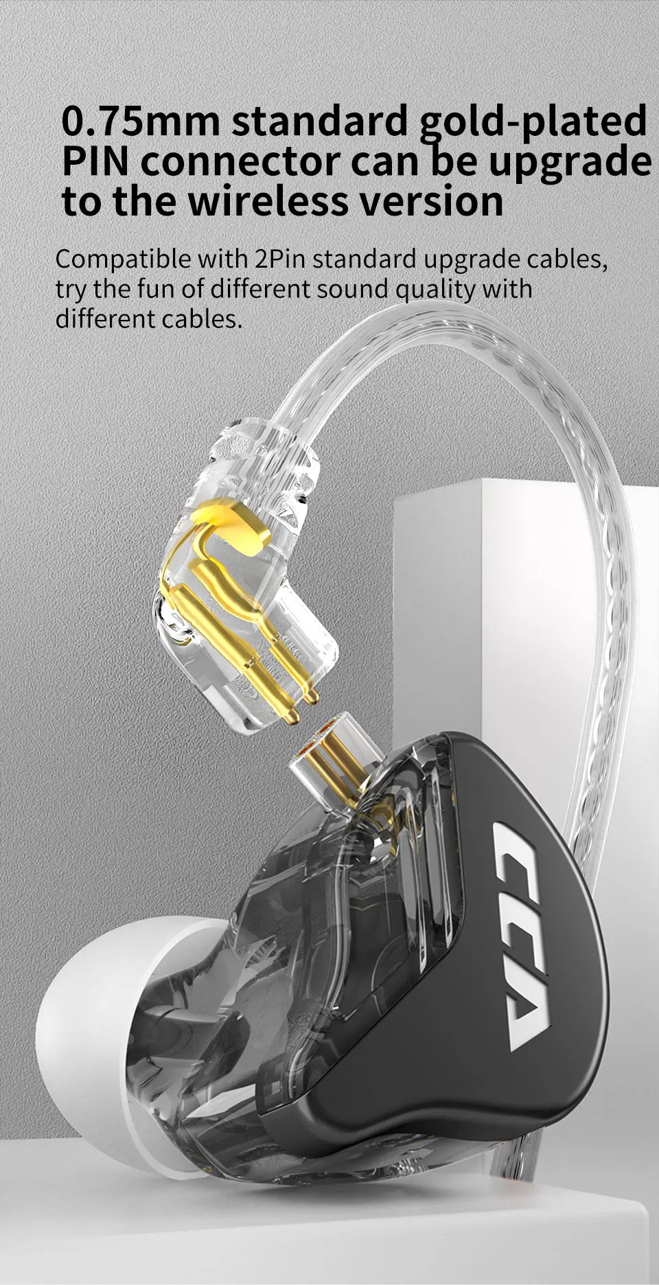 CCA CRA In Ear Headphones Ultra-Thin Diaphragm Dynamic Driver IEM Earphones Bass Wired Gaming Earbuds with Detachable Cable