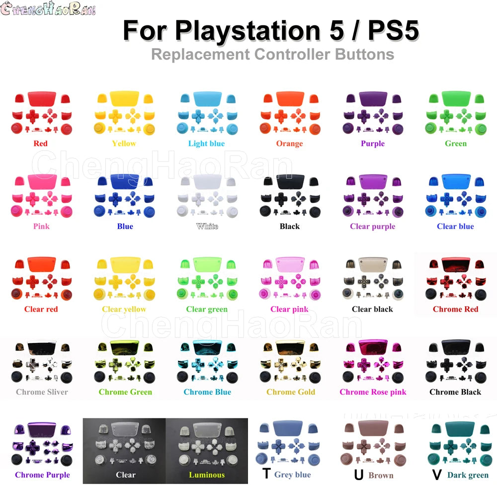 1set Chrome Joystick Key Replacement Shell Case Cover Cap for PS5 ABXY L1 L2 R1 R2 button Gamepad Handle Controller Accessories