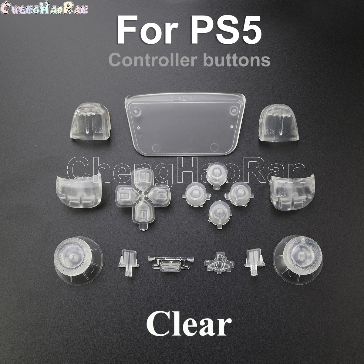 1set Chrome Joystick Key Replacement Shell Case Cover Cap for PS5 ABXY L1 L2 R1 R2 button Gamepad Handle Controller Accessories