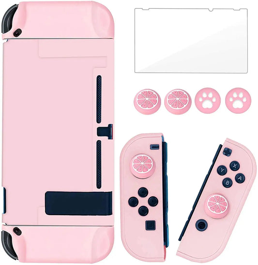 For Nintendo Switch Dockable Switch Protective Case Cover JoyCon Controllers with Glass Screen Protector, Anti-Scratch Shock-Ab